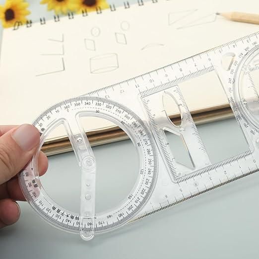 All-in-One Geometry & Angle Ruler | Perfect for School, Drawing & Office Projects